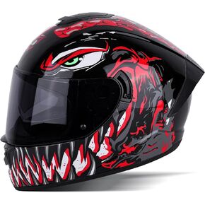 BSDDP Unisex-Adult Full Face Motorcycle Helmet DOT Approved Motorbike Moped Street Bike Racing Crash Helmet with Graphic