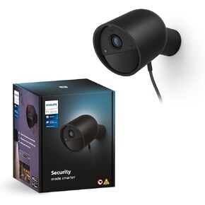 Philips Hue Secure Wired Smart Home Security Camera, Black - 1 Pack - 1080P HD Video - Night Vision - Motion Detection - Two-Way Talk - Indoor/Outdoor - Weatherproof - Works with Hue App