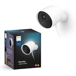 كاميرا مراقبة منزلية ذكية سلكية آمنة من Philips Hue، باللون الأسود - حزمة واحدة - فيديو عالي الدقة 1080 بكسل - رؤية ليلية - كشف الحركة - محادثة ثنائية الاتجاه - داخلي/خارجي - مقاومة للطقس - تعمل مع تطبيق Hue in Kuwait