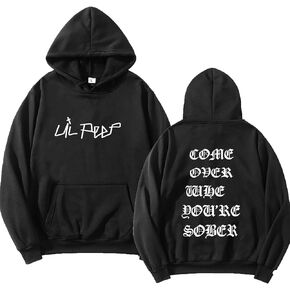 Lil Peep Come Over When You're Sober Tour Concert Vtg Reprint Hoodies Cool Men Hip hop Streetwear - أسود - M in Kuwait