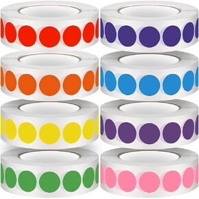 8000 PCS 1/2 Inch Round Dot Stickers Color Coding Labels,Colorful Coding Label Sticker for File Classification,Mark Key Points,Coloring,Student Classroom,Office,Organizing.