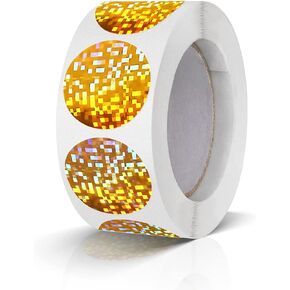 Round Stickers Gold 1 Inch Circle Labels Color Coding Glitter Sparkle Dot Sticker Waterproof Removable Roll of 500
