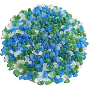 Sea Glass Stones - 0.9LB Aquamarine Blue Frosted Glass Pebbles Gemstones - Perfect for Aquarium Rocks, Fish Tank Gravel, Vase Fillers, DIY Crafts, and Home Decor