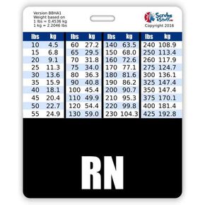 RN Badge Buddy Horizontal w/Height & Weight Conversion Charts (Standard, Pink)