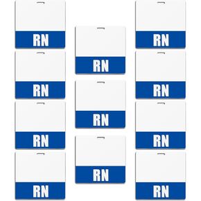 Gersoniel 10 Pieces Nurse Badge Tags Badge Holder for ID Double Sided Vertical Horizontal RN Badge Reel Clear PVC Badge Holders with Blue Background for Resident Nurses(Blue, 4.5 x 2.1 Inch)