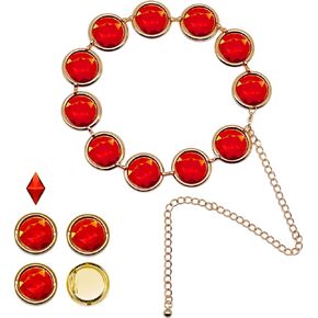 Red Gem Waist Belt Sets, Anime Cosplay Stone Chain Belt, Raven Cosplay Rhinestone Belt Costume, Halloween Accessories