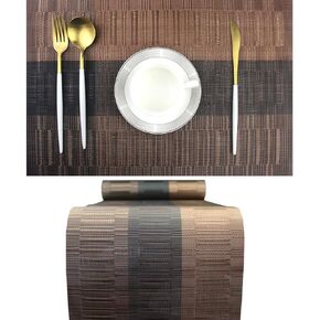 PIGCHCY Placemats,Washable Vinyl Woven Table Mats,Elegant Durable Placemats for Dining Table Set of 4 (18 x 12 inches, Pure Black)