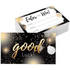 PLIGREAT 120 Pcs Enter to Win Raffle Cards 3.5 x 2" Entry Form Card for Mall Contest Ballot Fair Carnival Fundraiser Gold Raffles Tickets Card with Space for Name Email Address Phone Number
