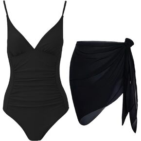 One Piece Swimsuit Women Tummy Control Bathing Suit Ruched Push Up Swimwear