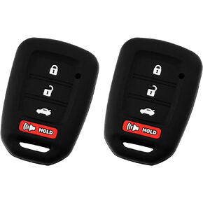KeyGuardz Keyless Entry Remote Car Key Fob Outer Shell Cover Soft Rubber Protective Case for Honda Accord Civic CR-V HR-V MLBHLIK6-1T (Pack of 2)