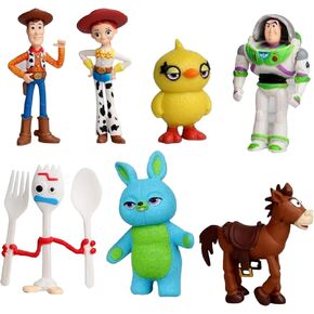 Toy Action Figures Story Toys Set, 1.5-2.3 inches Tall Action Figures with Woody, Buzz and Jessie,Toy Anime Figurines Story Characters (7 Pack)