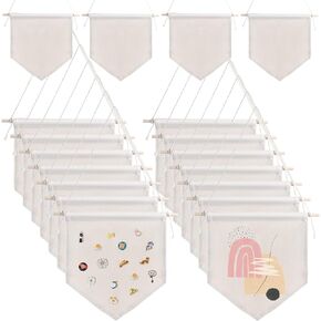 16PCS Blank Canvas Banners - Wall Decorative DIY Wall Display Hanging Flags, Enamel Pin Wall Display Banners for Enamel Lapel Badge Collection