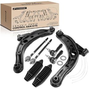 A-Premium Set of 8, Front Lower Control Arm, Inner & Outer Tie Rod End, Rack and Pinion, Compatible with Mazda MPV 2000-2006