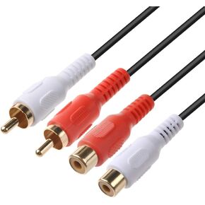 كابل تمديد RCA بطول 10 أقدام، 2RCA محول موسع الصوت وصلة سلك سلك ذكر إلى أنثى موصل مزدوج أحمر/أبيض جاك قابس تمديد صوت فيديو 2 قناة ستيريو (يمين ويسار)، 10 أقدام in Kuwait