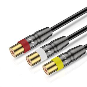 J&D Audio Video RCA Extension Cable, Copper Shell Heavy Duty 3 RCA Male to 3 RCA Female AV Cable Compatible with Set-Top Box, Speaker, Amplifier, DVD Player, RCA Cables, 3 Feet