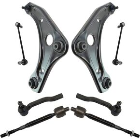 TRQ 8 Piece Steering & Suspension Kit Control Arms Ball Joints Tie Rods End Links Compatible with 2012-2019 Nissan Versa 2014-2019 Versa Note