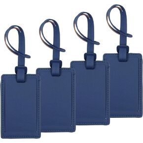 Luggage Tags, 4 Pack Premium PU Leather Luggage Tags Privacy Protection Travel Bag Labels Suitcase Tags (Sky Blue)