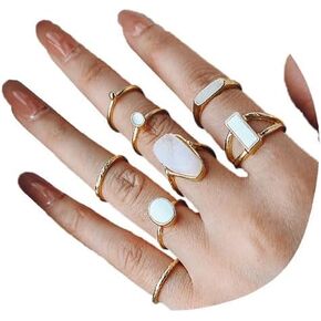 FUTIMELY Vintage Knuckle Rings Set for Women Stackable Opal Midi Ring Pack Adjustable Boho Joint Finger Rings for Teen Girls