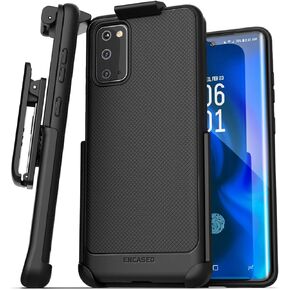 Encased Galaxy S20 Belt Clip Case (Thin Armor) Slim Grip Cover with Holster (Samsung S20 6.2) Black