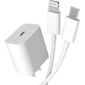 Power Charging Adapter Quick Box Fast PD Wall USB C Charger Block 5ft Cable for Lightning to Type Plug for iPhone 11 12 PRO MAX Mini XS X XR SE2 8Plus Airpod Cord for Ipad ARI Samsung S21 20W Watt