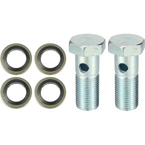 X AUTOHAUX 2 Set Universal Auto Banjo Bolt Brake Fitting Adapter Kit M8 x 1.0 Brake Line Thread Bolt with Washers
