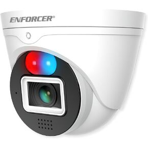 Seco-Larm EV-N2806-2W4D Enforcer Ultra-Low-Light 8MP Active Deterrence Turret Camera, 1/1.8" CMOS Sensor, 3840x2160 Resolution at 30fps, IP67 Weatherproof, Progressive Scan, 12VDC/PoE, 3DNR