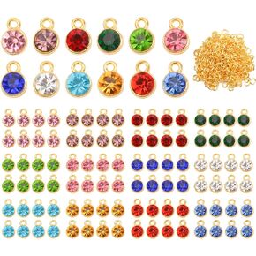 96 Pcs Round Crystal Charms for Jewelry Making Crystal Charms for Earring Making Bracelet Necklace