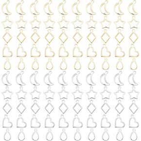PH PandaHall 304 Stainless Steel Jewelry Bezels Open Bezels Hollow Frame Resin Bezels Pendant Trays Links Charms for DIY Craft