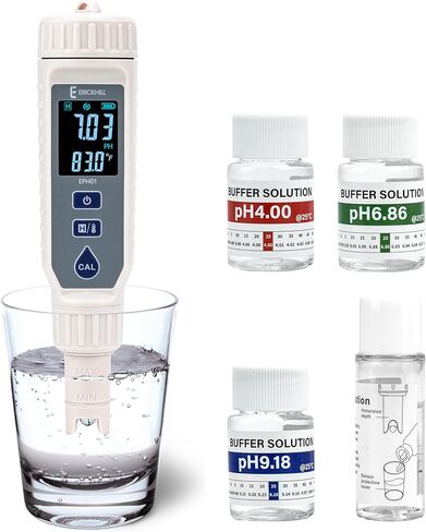 مقياس درجة الحموضة من ERICKHILL، جهاز اختبار درجة الحموضة عالي الدقة ±0.01 مع محلول معايرة ونطاق قياس 0-14 درجة حموضة، قلم درجة حموضة مقاوم للماء مع إضاءة خلفية ATC وLCD لمياه الشرب وحوض السمك والنبيذ وحمام السباحة والزراعة المائية in Kuwait