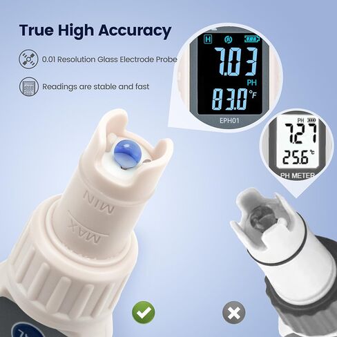مقياس درجة الحموضة من ERICKHILL، جهاز اختبار درجة الحموضة عالي الدقة ±0.01 مع محلول معايرة ونطاق قياس 0-14 درجة حموضة، قلم درجة حموضة مقاوم للماء مع إضاءة خلفية ATC وLCD لمياه الشرب وحوض السمك والنبيذ وحمام السباحة والزراعة المائية in Kuwait