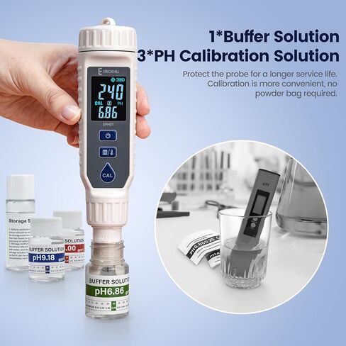 مقياس درجة الحموضة من ERICKHILL، جهاز اختبار درجة الحموضة عالي الدقة ±0.01 مع محلول معايرة ونطاق قياس 0-14 درجة حموضة، قلم درجة حموضة مقاوم للماء مع إضاءة خلفية ATC وLCD لمياه الشرب وحوض السمك والنبيذ وحمام السباحة والزراعة المائية in Kuwait