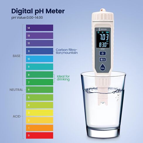 مقياس درجة الحموضة من ERICKHILL، جهاز اختبار درجة الحموضة عالي الدقة ±0.01 مع محلول معايرة ونطاق قياس 0-14 درجة حموضة، قلم درجة حموضة مقاوم للماء مع إضاءة خلفية ATC وLCD لمياه الشرب وحوض السمك والنبيذ وحمام السباحة والزراعة المائية in Kuwait