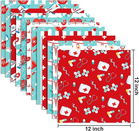 24 Sheets Nurse's Day Pattern Paper, 12" x 12" Patterned Cardstock Paper Scrapbooking Supplies Paper Vintage Decorative Craft Paper for DIY Card Making Photo Album Junk Journal Decor in Kuwait