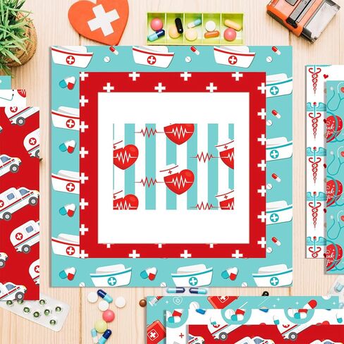24 Sheets Nurse's Day Pattern Paper, 12" x 12" Patterned Cardstock Paper Scrapbooking Supplies Paper Vintage Decorative Craft Paper for DIY Card Making Photo Album Junk Journal Decor in Kuwait