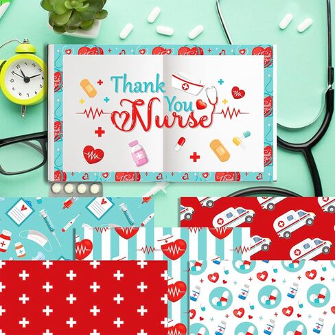 24 Sheets Nurse's Day Pattern Paper, 12" x 12" Patterned Cardstock Paper Scrapbooking Supplies Paper Vintage Decorative Craft Paper for DIY Card Making Photo Album Junk Journal Decor in Kuwait