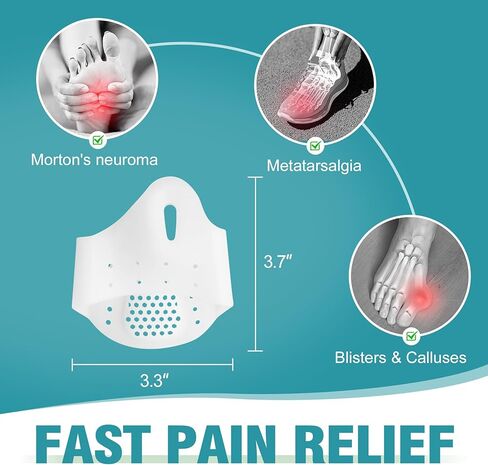 Metatarsal Pads (1 Pair), Soft & Durable Ball of Foot Cushions for Men & Women, Gel Toe Separator Spacers, Idea Foot Pads for Mortons Neuroma, Blisters, Callus, Metatarsal Pain Relief - White in Kuwait