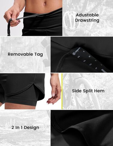 Womens Cycling Shorts Padded Mountain Bike Road Biking Biker 2 in 1 Padding Bicycle Cycle Shorts with Zipper Pockets in Saudi Arabia