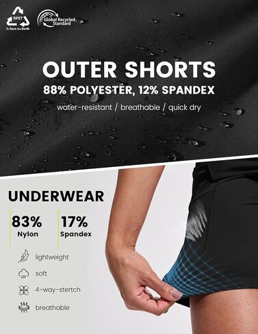 Womens Cycling Shorts Padded Mountain Bike Road Biking Biker 2 in 1 Padding Bicycle Cycle Shorts with Zipper Pockets in Saudi Arabia
