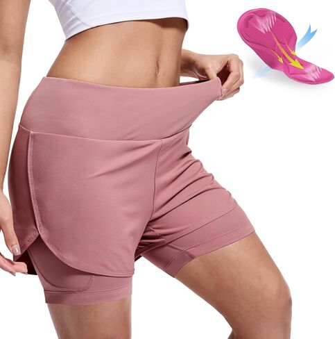 شورت نسائي مبطن لركوب الدراجات الجبلية لركوب الدراجات على الطرق 2 في 1 شورت مبطن لركوب الدراجات مع جيوب بسحاب in Kuwait