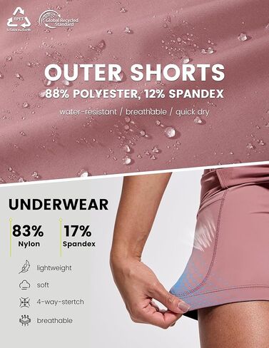 شورت نسائي مبطن لركوب الدراجات الجبلية لركوب الدراجات على الطرق 2 في 1 شورت مبطن لركوب الدراجات مع جيوب بسحاب in Kuwait