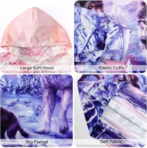 KYKU Wolf Hoodies for Men Pink Hoodie 3D Women Sweatshirt Pullover Graphic in Saudi Arabia