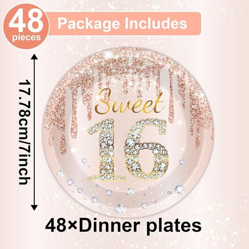 48Pcs Hot Pink Party Plates for Let's Go Party Decorations Hot Pink Party Dessert Paper Plates 7 Inch Pink Girls Birthday Party Table Decors for Girls Women Pink Princess Birthday Party Supplies in Saudi Arabia