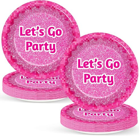 48Pcs Hot Pink Party Plates for Let's Go Party Decorations Hot Pink Party Dessert Paper Plates 7 Inch Pink Girls Birthday Party Table Decors for Girls Women Pink Princess Birthday Party Supplies in Saudi Arabia