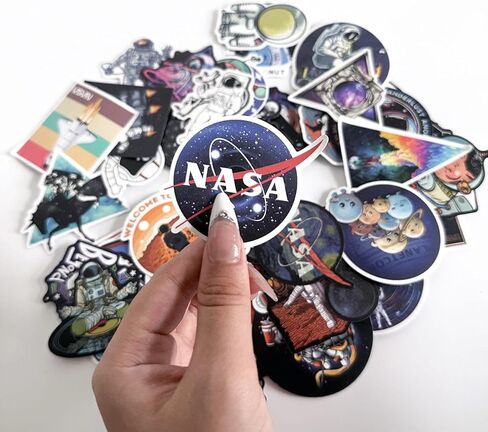 NASA Stickers 50Pcs Space Waterproof Vinyl Space Explorer Decals for Water Bottle Laptop Luggage Car Bike Bicycle Universe Astronaut Stickers Pack Universe Astronaut Stickers Pack in Kuwait