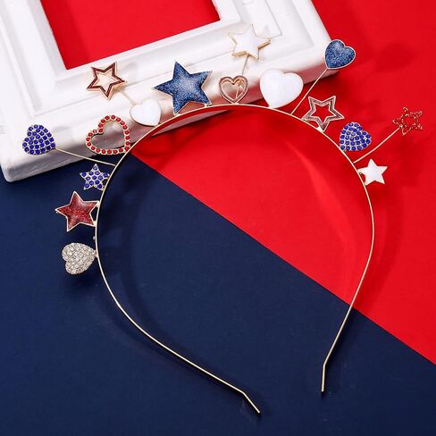 ARATLENCH العلم الأمريكي عقال للنساء الفتيات 4th من يوليو نجمة أحمر أبيض أزرق الوطنية هيرباند اكسسوارات الحفلات in Kuwait