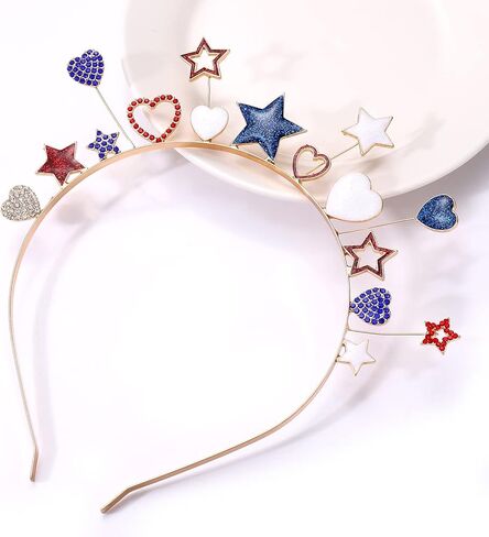 ARATLENCH العلم الأمريكي عقال للنساء الفتيات 4th من يوليو نجمة أحمر أبيض أزرق الوطنية هيرباند اكسسوارات الحفلات in Kuwait