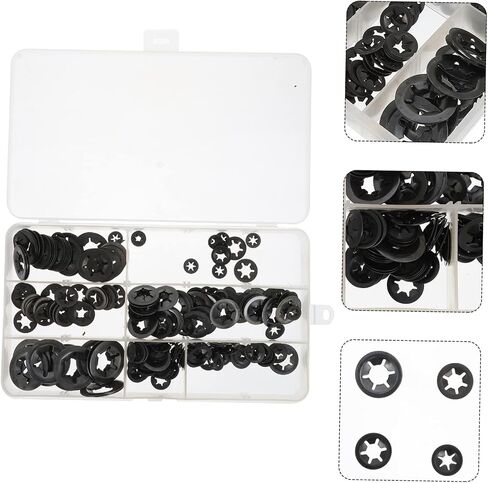 SOLUSTRE Lock Washers Push Nut 520 Pcs Hole Washer Wheel Nuts Push on Washer Washers Star Washer Nut Speeds Clips Fasteners Push-on Locking Washers Tooth Shape Set Dolly Wheel Lock Washer in Saudi Arabia