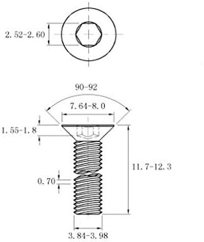 FullerKreg M4-0.7 x 8mm DIN 7991 Hex Drive Class 10.9 Black Oxide Finish Alloy Steel Flat Socket Cap Screw (Pkg of 100) in Saudi Arabia