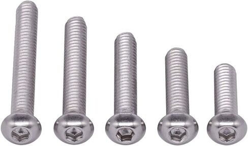 100 PCS Button Head Socket Head Cap Screws Bolts Assortment Kit, 1/4-20 UNC x 3/8", 1/2", 5/8", 3/4", 1", 18-8 Stainless Steel 304, Allen Hex Drive in Saudi Arabia