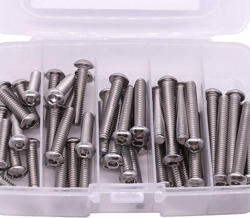 100 PCS Button Head Socket Head Cap Screws Bolts Assortment Kit, 1/4-20 UNC x 3/8", 1/2", 5/8", 3/4", 1", 18-8 Stainless Steel 304, Allen Hex Drive in Saudi Arabia